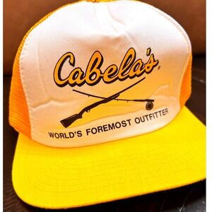 Cabela's Trucker Hat Mens OSFA Yellow Good Vintage Mesh Snapback Fishing Hunting
